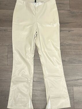 Divided Cream Faux Leather Boot Cut Pants